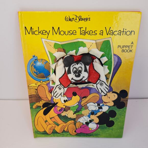 Walt Disney Mickey Mouse Vintage Puppet Book Mickey Mouse Takes A Vacation 1976 - Picture 1 of 12